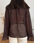 Blusa in Chiffon Marrone