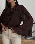 Blusa in Chiffon Marrone
