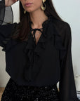 Blusa in Chiffon Nero