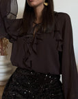 Blusa in Chiffon Marrone