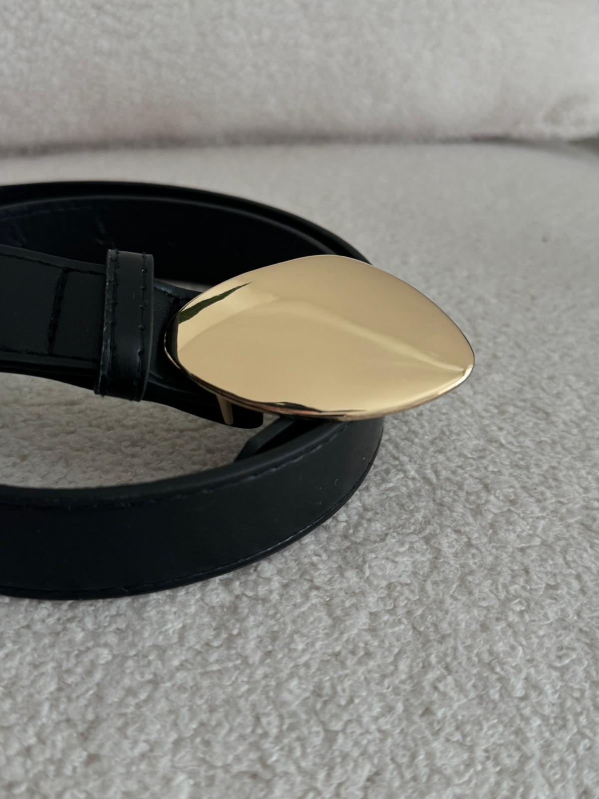 CINTA NERA FIBBIA ORO