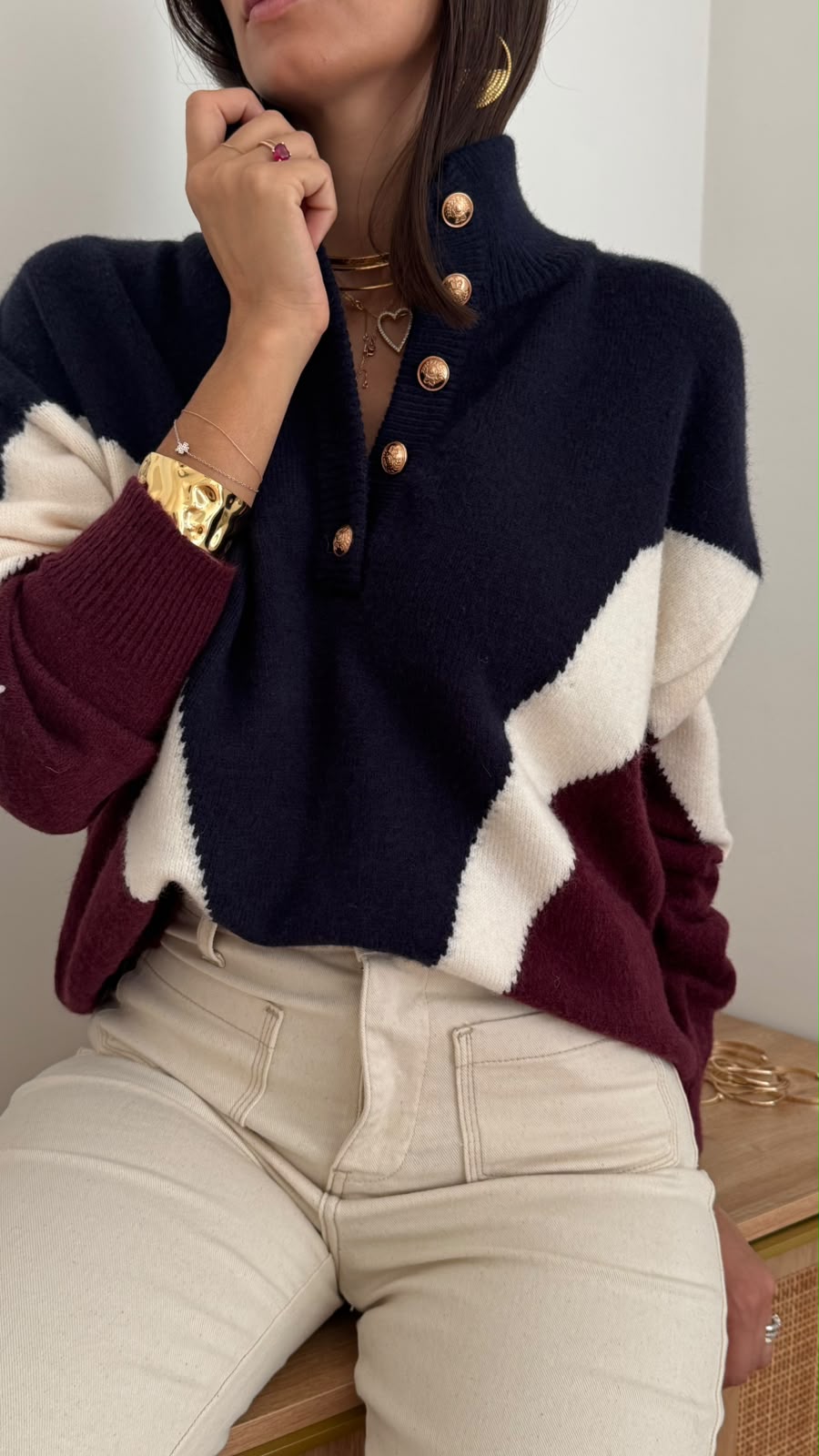 Maglia Judie - blu navy panna bordeaux - vista 1
