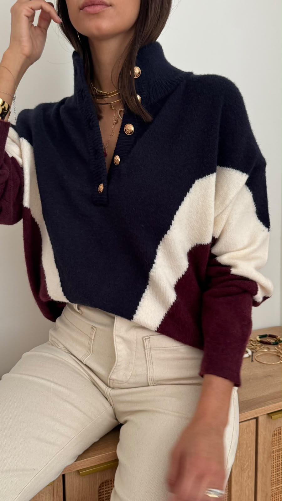 Maglia Judie - blu navy panna bordeaux - vista 4