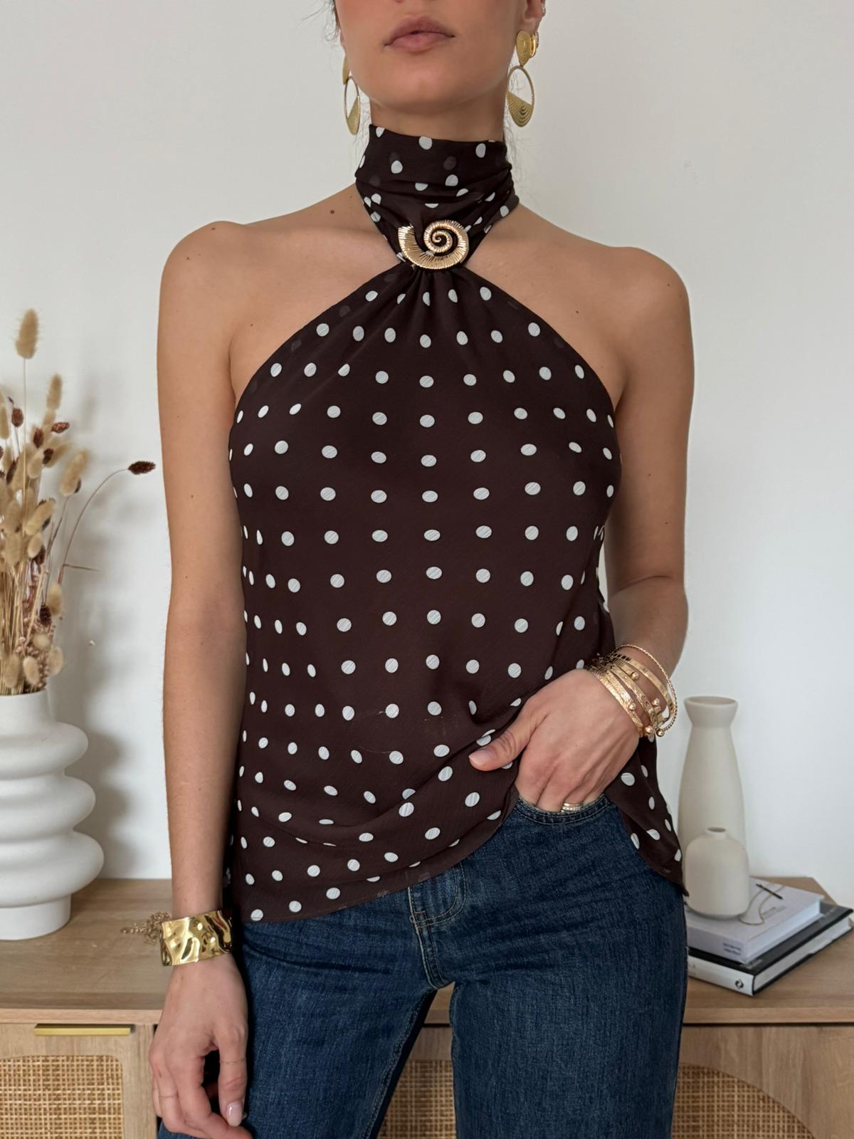 Top Shell Pois Marrone