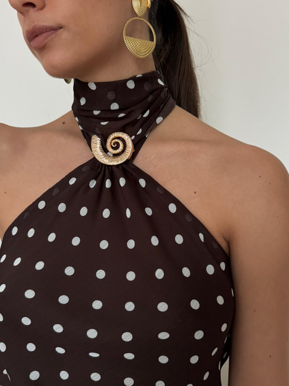 Top Shell Pois Marrone